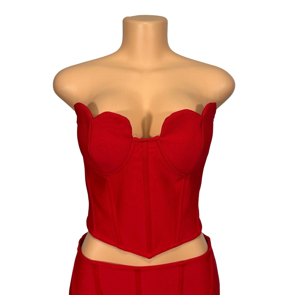 Fashion Nova My Sweetheart Skirt Red Bandage 2 Piece Set XL NWT - Picture 5 of 12